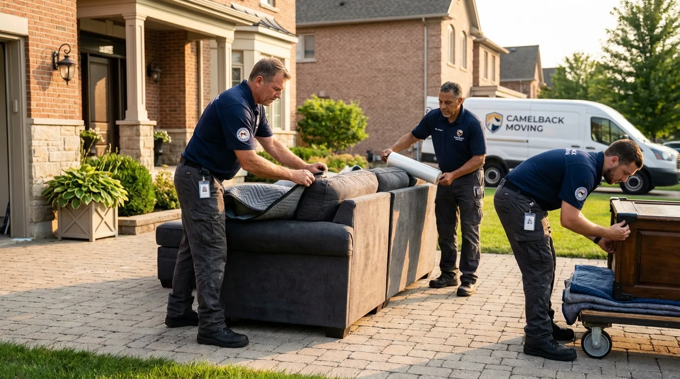 Large estate moving crew wrapping furniture in Blythewood, SC